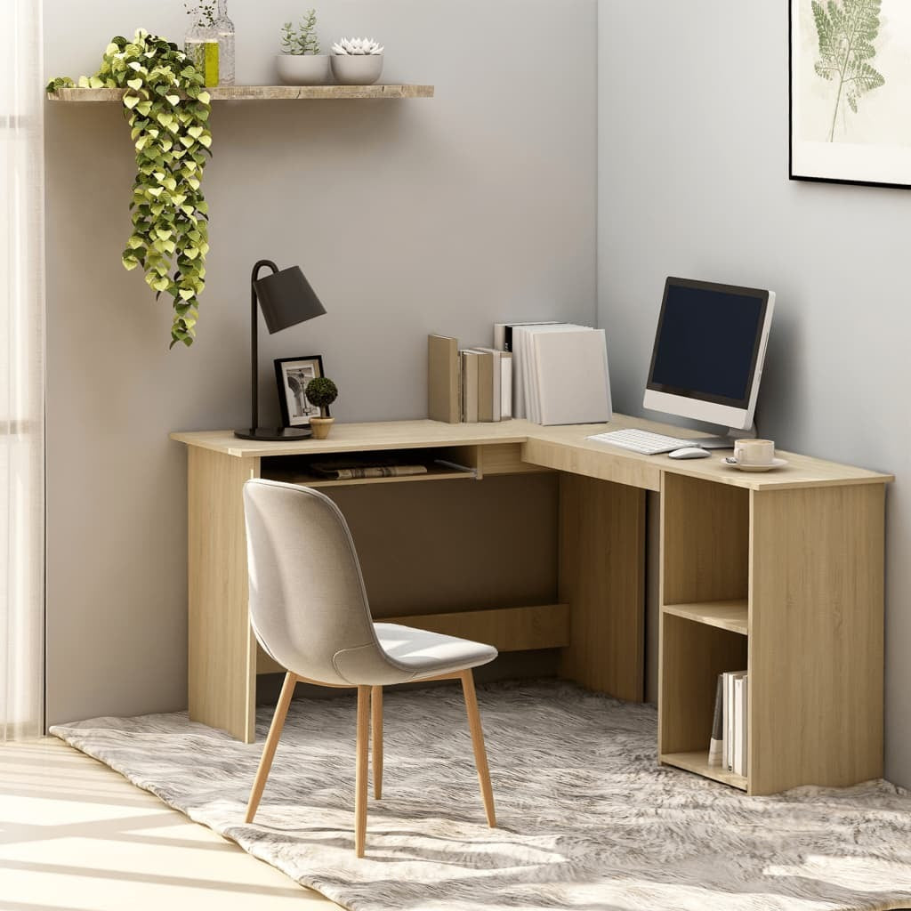 L-Shaped Corner Desk Sonoma Oak 47.2"x55.1"x29.5" Engineered Wood