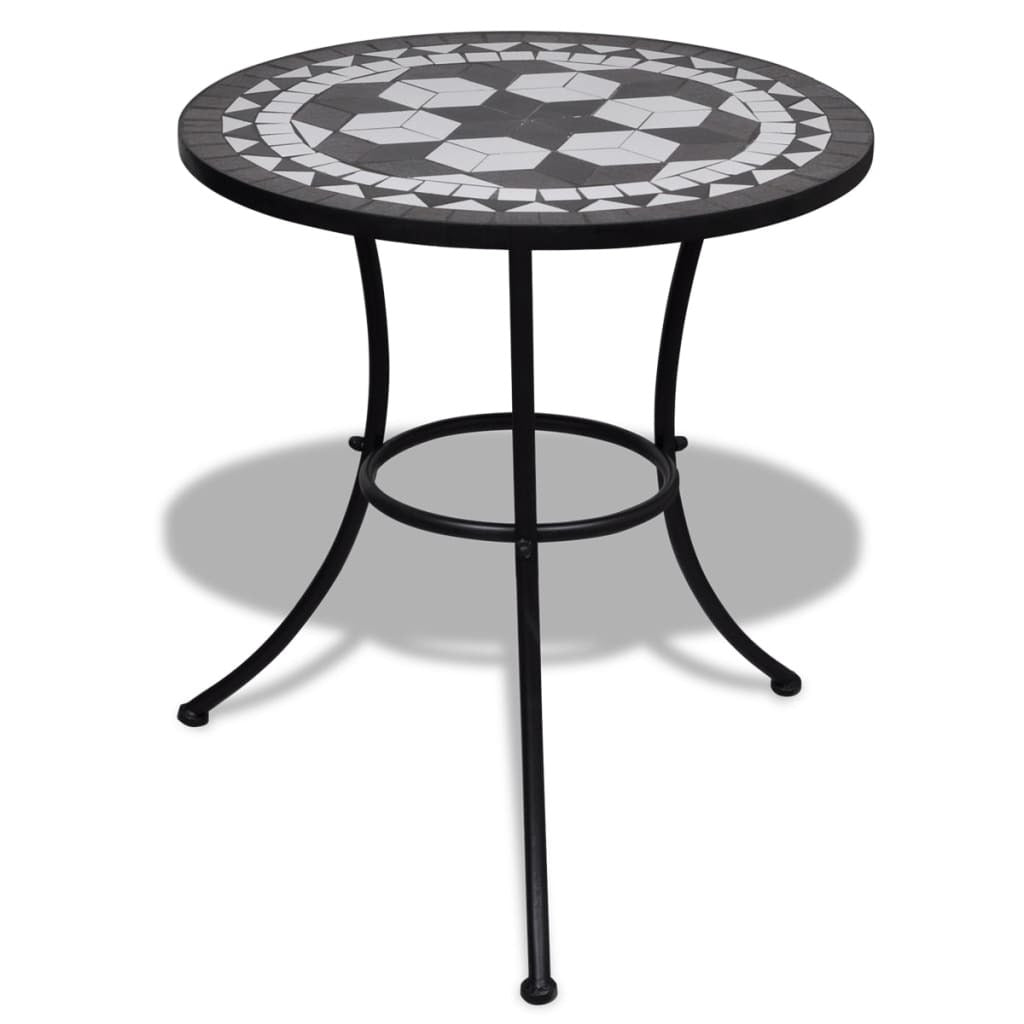 Bistro Table Black and White 23.6" Mosaic