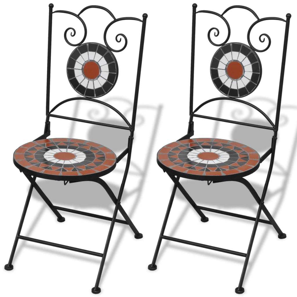 Folding Bistro Chairs 2 pcs Ceramic Terracotta and White