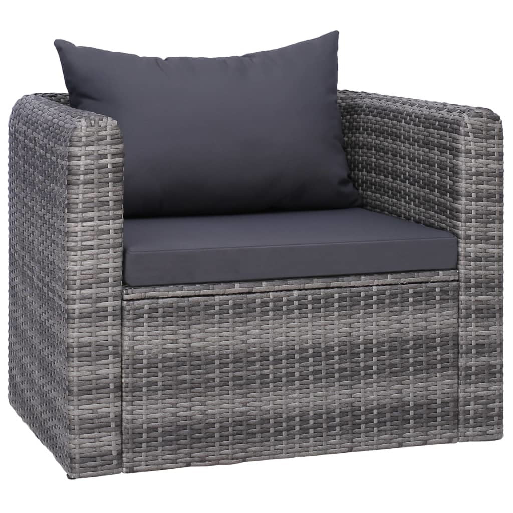 Patio Chair with Cushion and Pillow Poly Rattan Gray