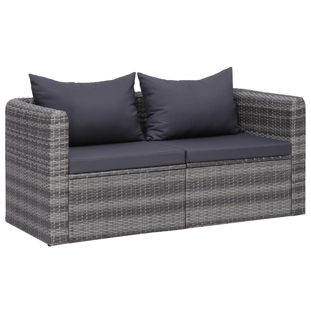 Patio Corner Sofas 2 pcs Gray Poly Rattan