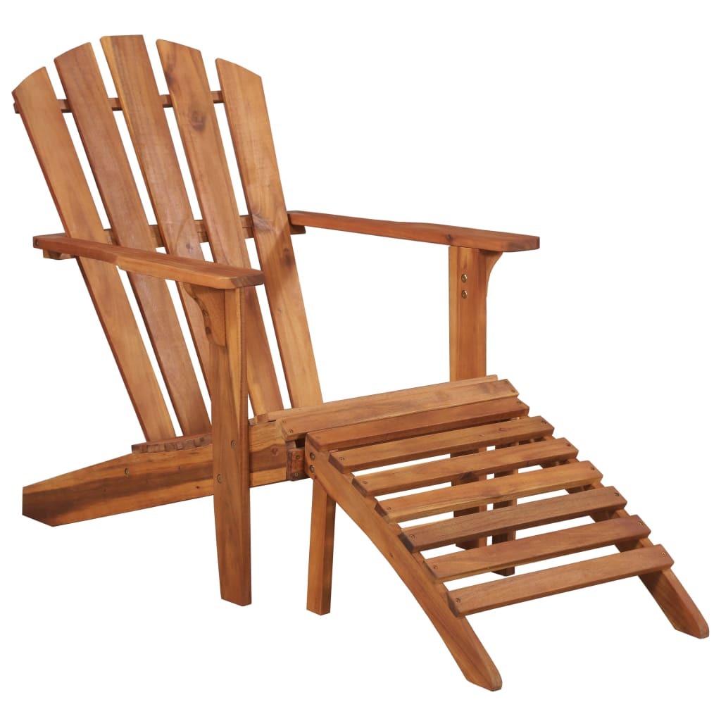 Patio Adirondack Chair with Footrest Solid Acacia Wood