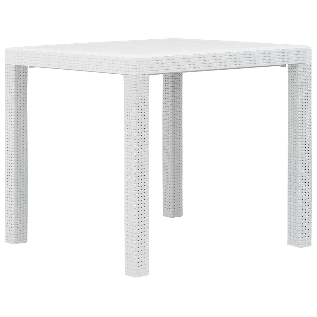 Patio Table White 31.1"x31.1"x28.3" Plastic Rattan Look