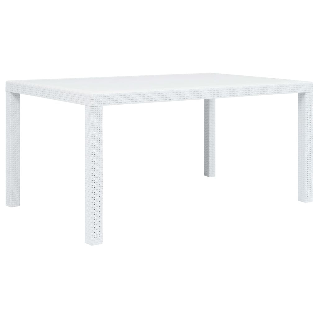 Patio Table White 59"x35.4"x28.3" Plastic Rattan Look