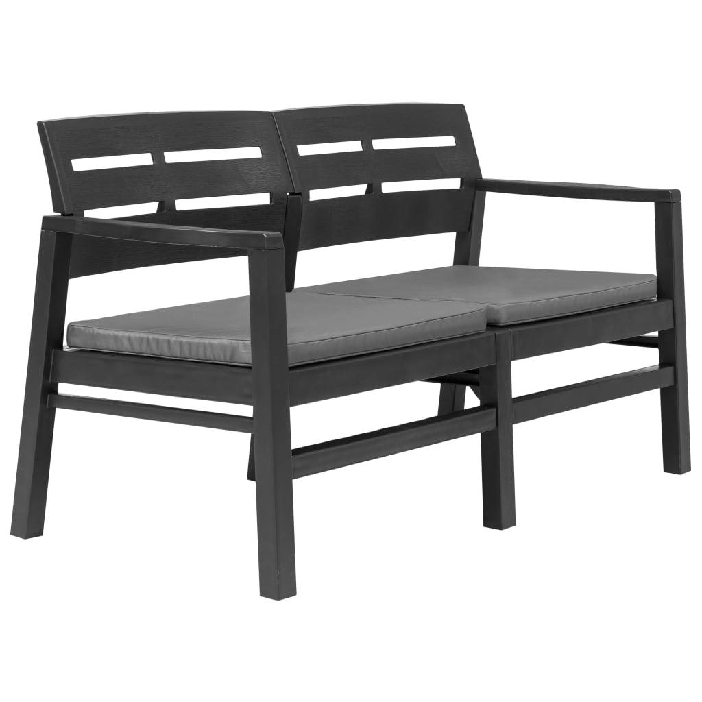 2-Seater Patio Bench with Cushions 52.4" Plastic Anthracite