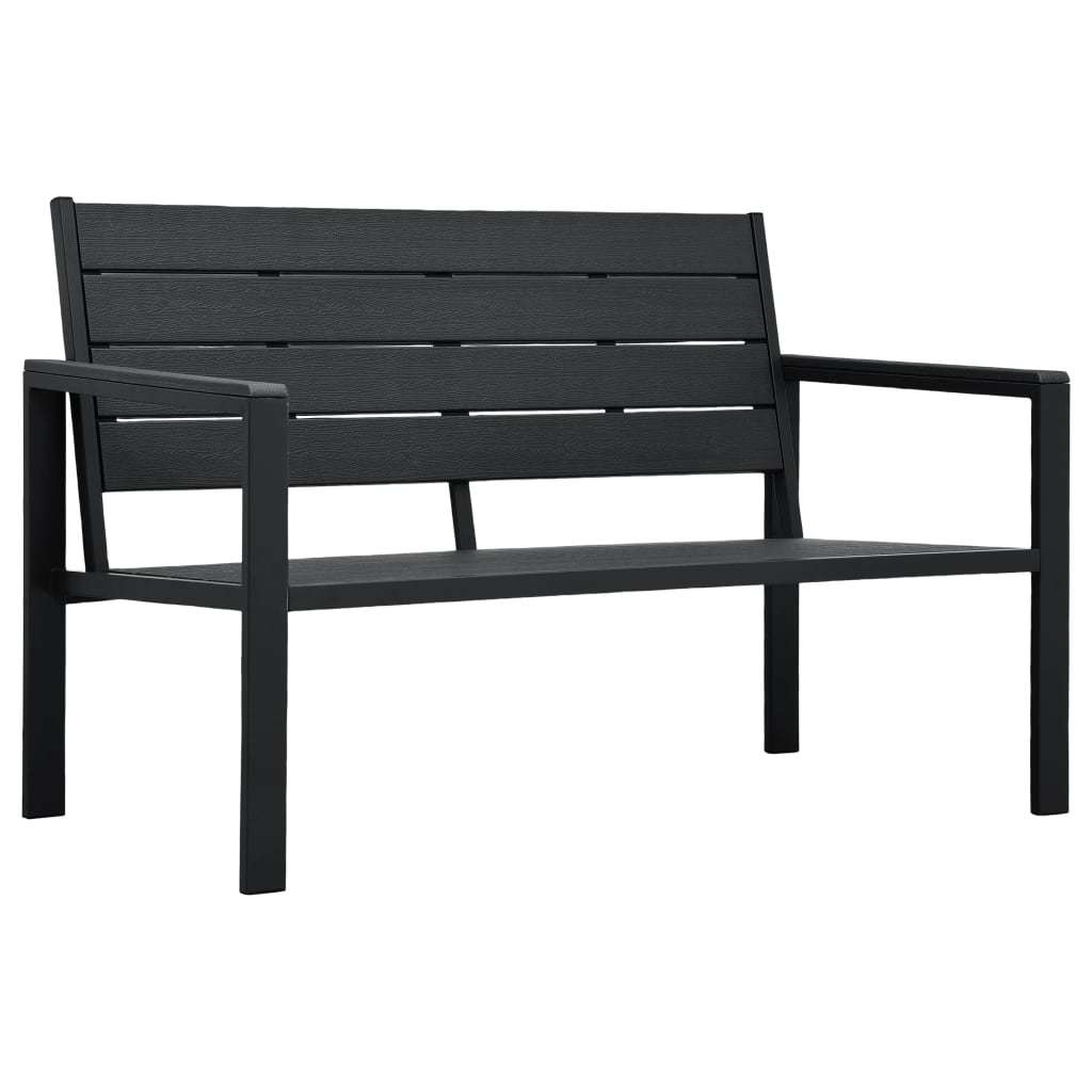 Patio Bench 47.2" HDPE Black Wood Look