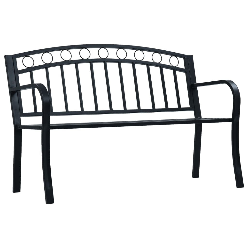 Patio Bench 49.2" Black Steel