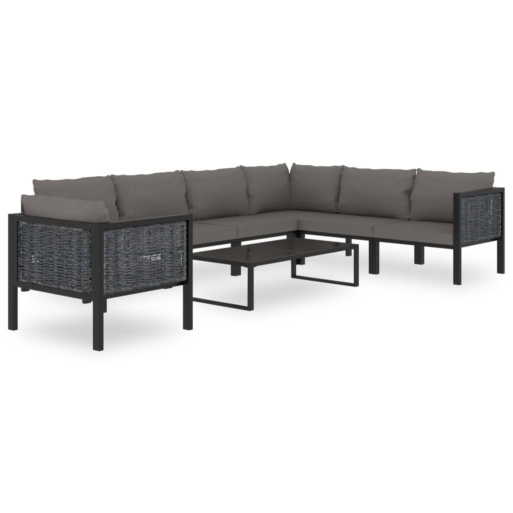 8 Piece Patio Lounge Set with Cushions Poly Rattan Anthracite