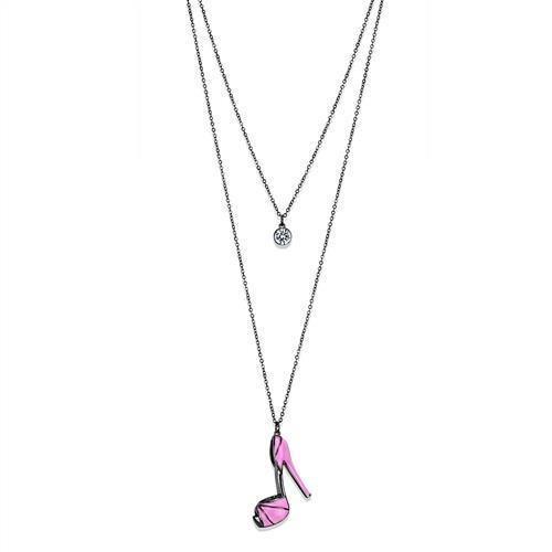TK2703 - IP Light Black (IP Gun) Stainless Steel Chain Pendant with Top Grade Crystal in Clear