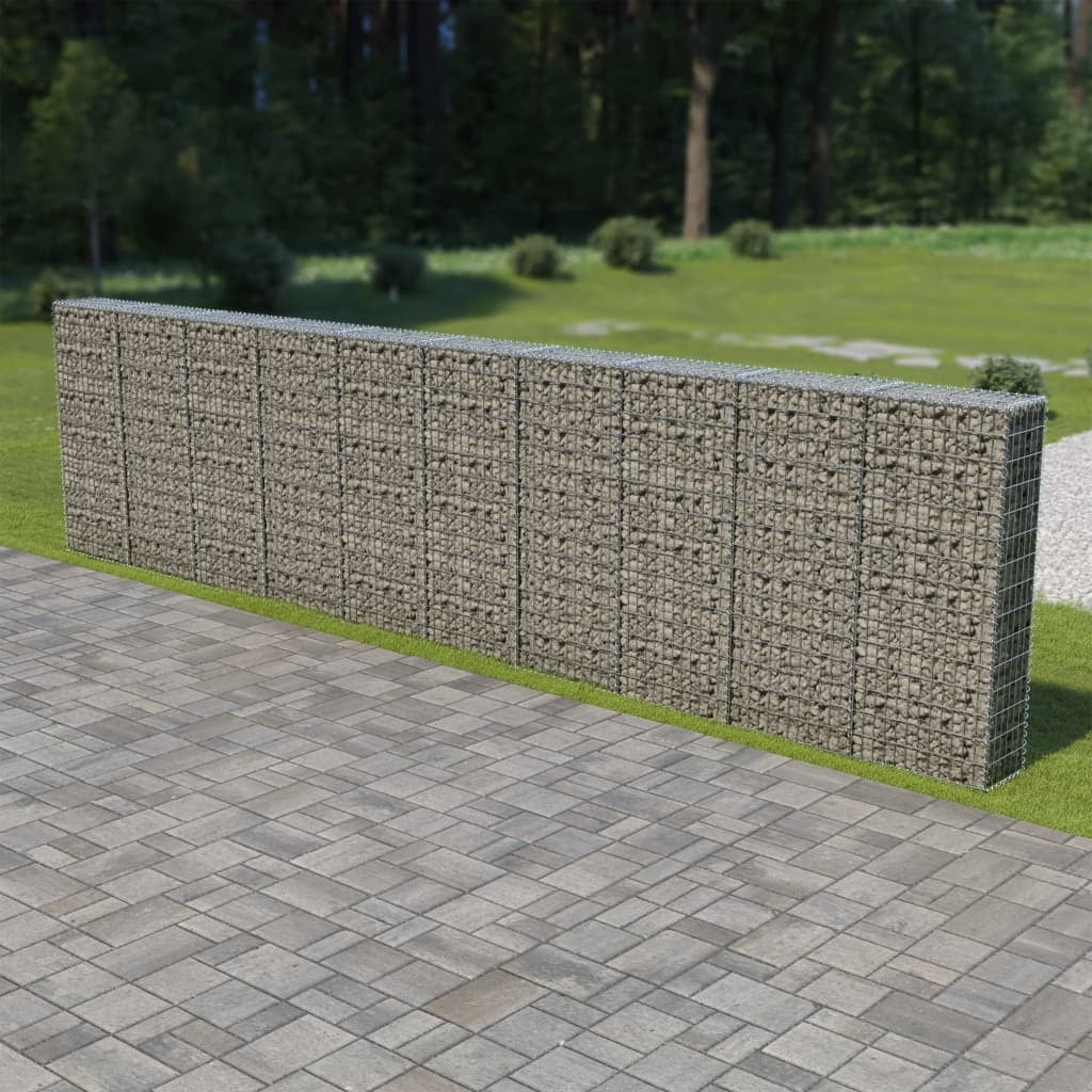 Gabion Wall with Covers Galvanized Steel 236"x11.8"x59"
