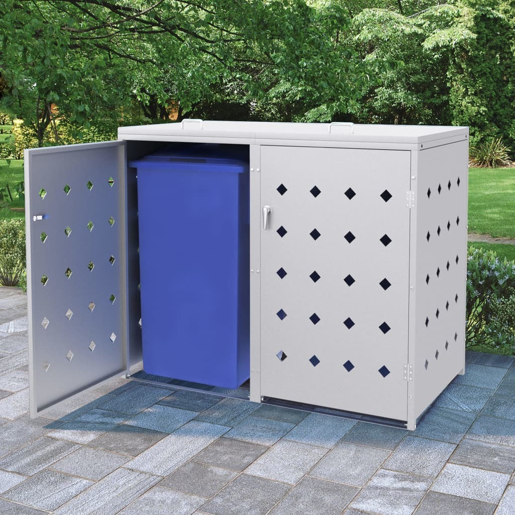 Double Wheelie Bin Shed 63.4 gal Stainless Steel