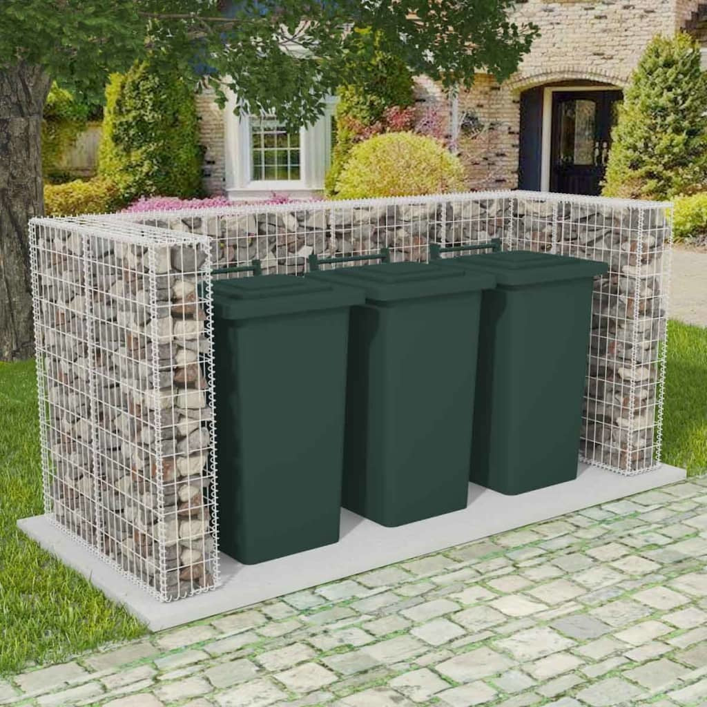 Gabion Triple Wheelie Bin Surround Steel 98.4"x39.4"x47.2"