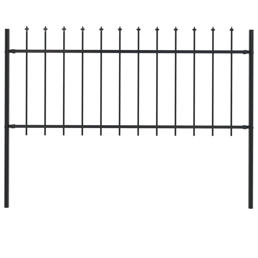 Garden Fence with Spear Top Steel 66.9"x31.5" Black