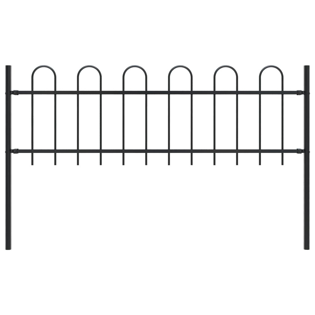 Garden Fence with Hoop Top Steel 5.6' Black