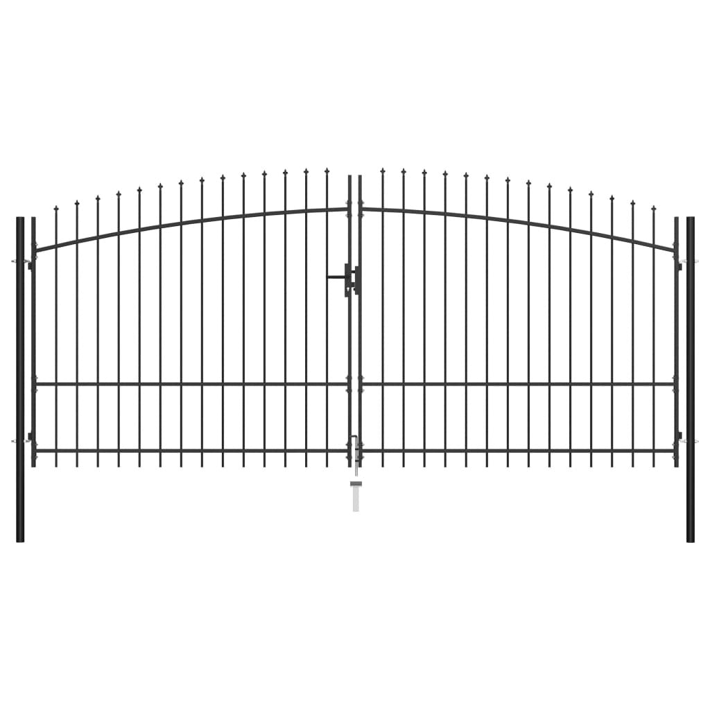 Double Door Fence Gate with Spear Top 157.5"x88.6"