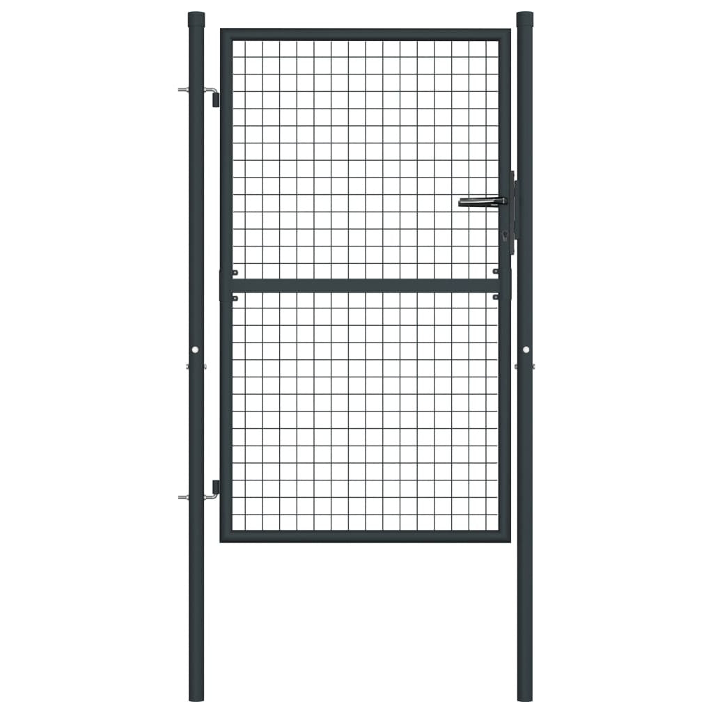 Mesh Garden Gate Galvanized Steel 39.4"x68.9" Gray