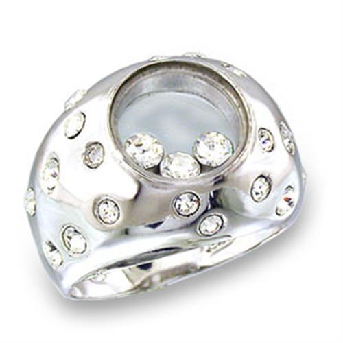 49709 - High-Polished 925 Sterling Silver Ring with Top Grade Crystal in Clear