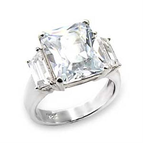 6X058 - High-Polished 925 Sterling Silver Ring with AAA Grade CZ in Clear