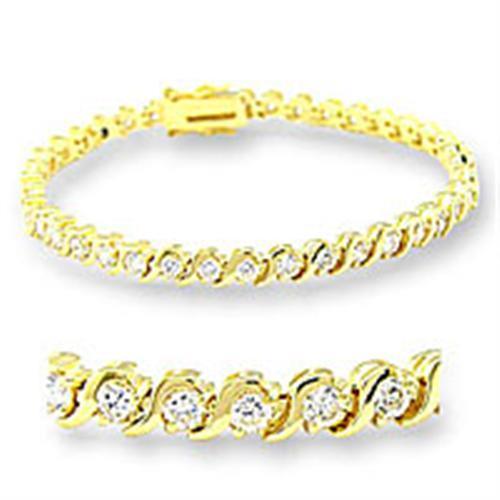 47204 - Gold Brass Bracelet with AAA Grade CZ in Clear