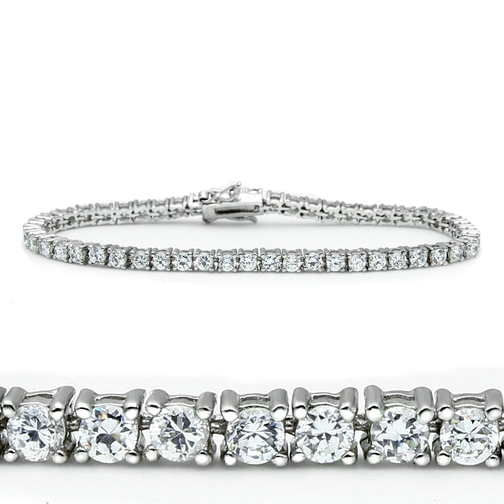 46905 - Rhodium Brass Bracelet with AAA Grade CZ in Clear