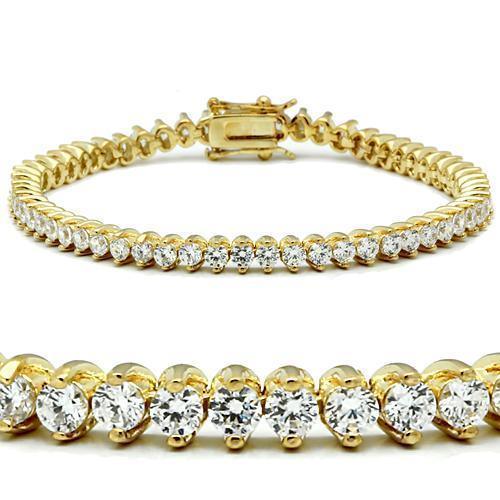 47104 - Gold Brass Bracelet with AAA Grade CZ in Clear