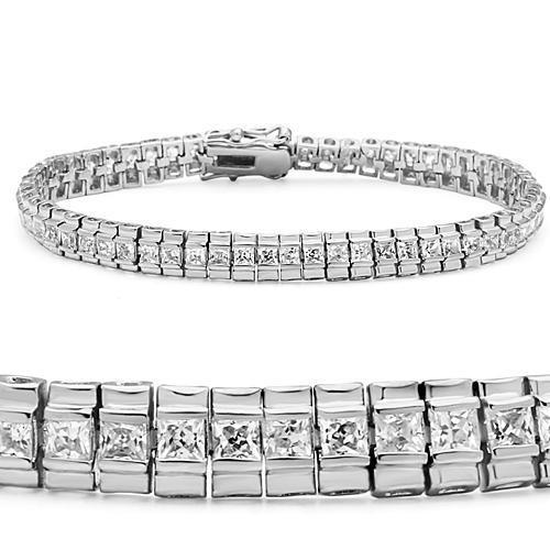 47304 - Rhodium Brass Bracelet with AAA Grade CZ in Clear