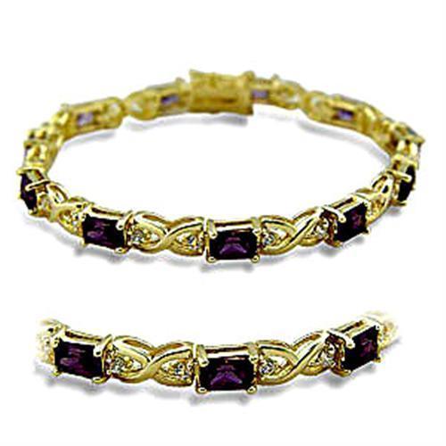 415706 - Gold Brass Bracelet with AAA Grade CZ in Amethyst