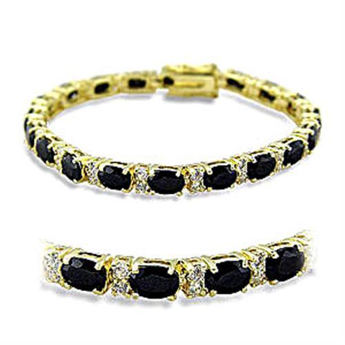 415503 - Gold Brass Bracelet with AAA Grade CZ in Jet