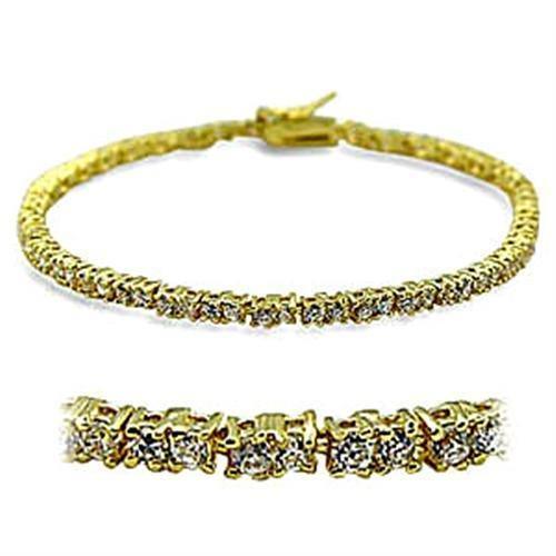 415802 - Gold Brass Bracelet with AAA Grade CZ in Clear