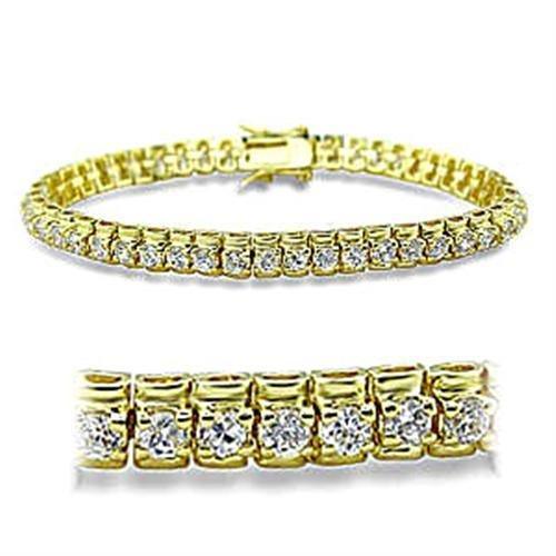 415906 - Gold Brass Bracelet with AAA Grade CZ in Clear