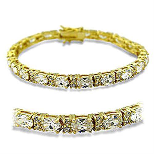 415502 - Gold Brass Bracelet with AAA Grade CZ in Clear