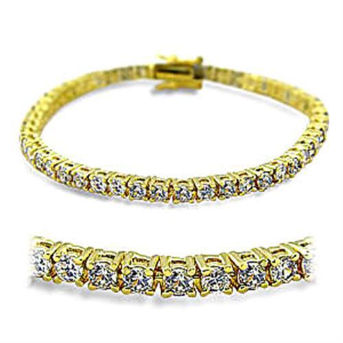 415904 - Gold Brass Bracelet with AAA Grade CZ in Clear