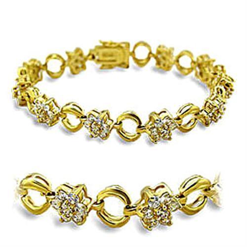 415506 - Gold Brass Bracelet with AAA Grade CZ in Clear