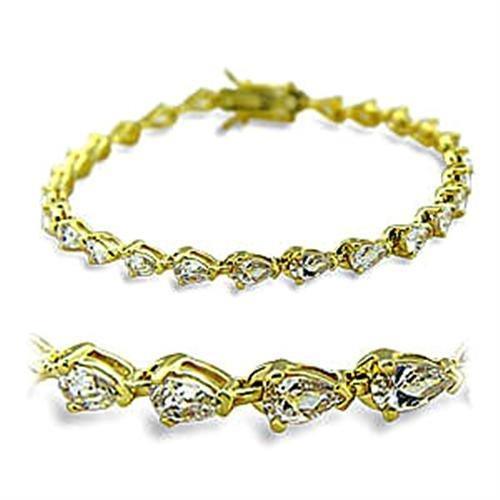 415804 - Gold Brass Bracelet with AAA Grade CZ in Clear