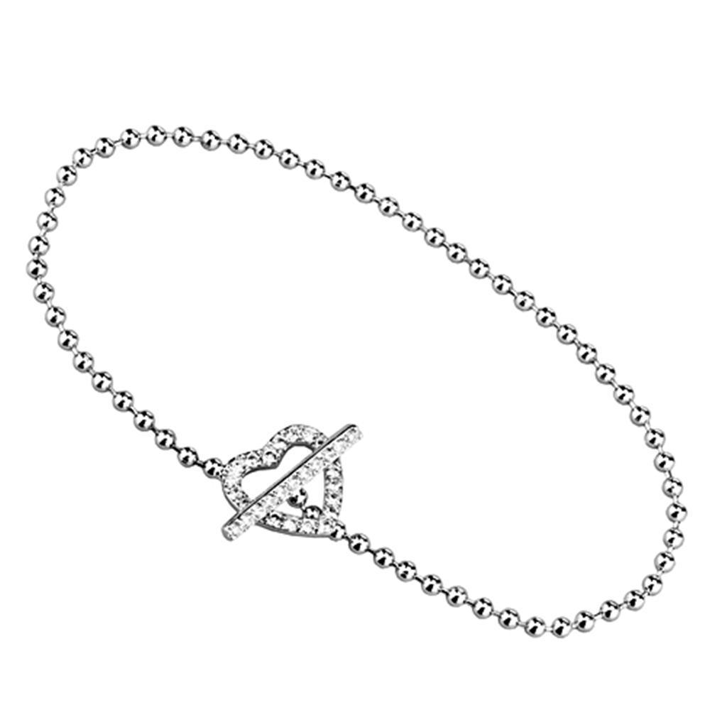 3W404 - Rhodium Brass Bracelet with AAA Grade CZ in Clear