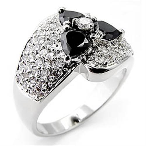 6X548 - Rhodium Brass Ring with AAA Grade CZ in Jet