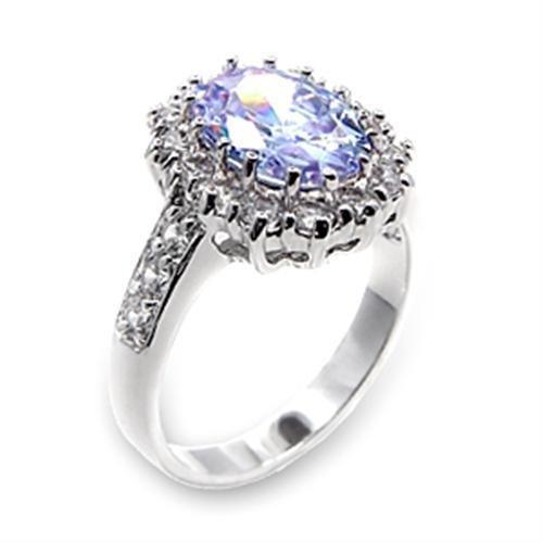 6X114 - Rhodium Brass Ring with AAA Grade CZ in Light Amethyst