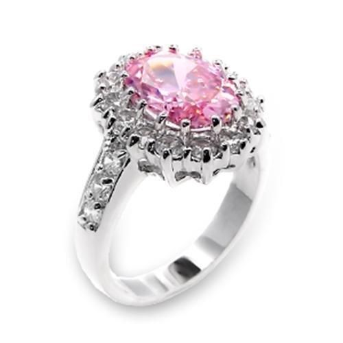 6X204 - High-Polished 925 Sterling Silver Ring with AAA Grade CZ in Rose