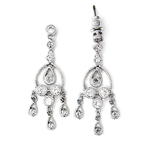 6X286 - High-Polished 925 Sterling Silver Earrings with AAA Grade CZ in Clear