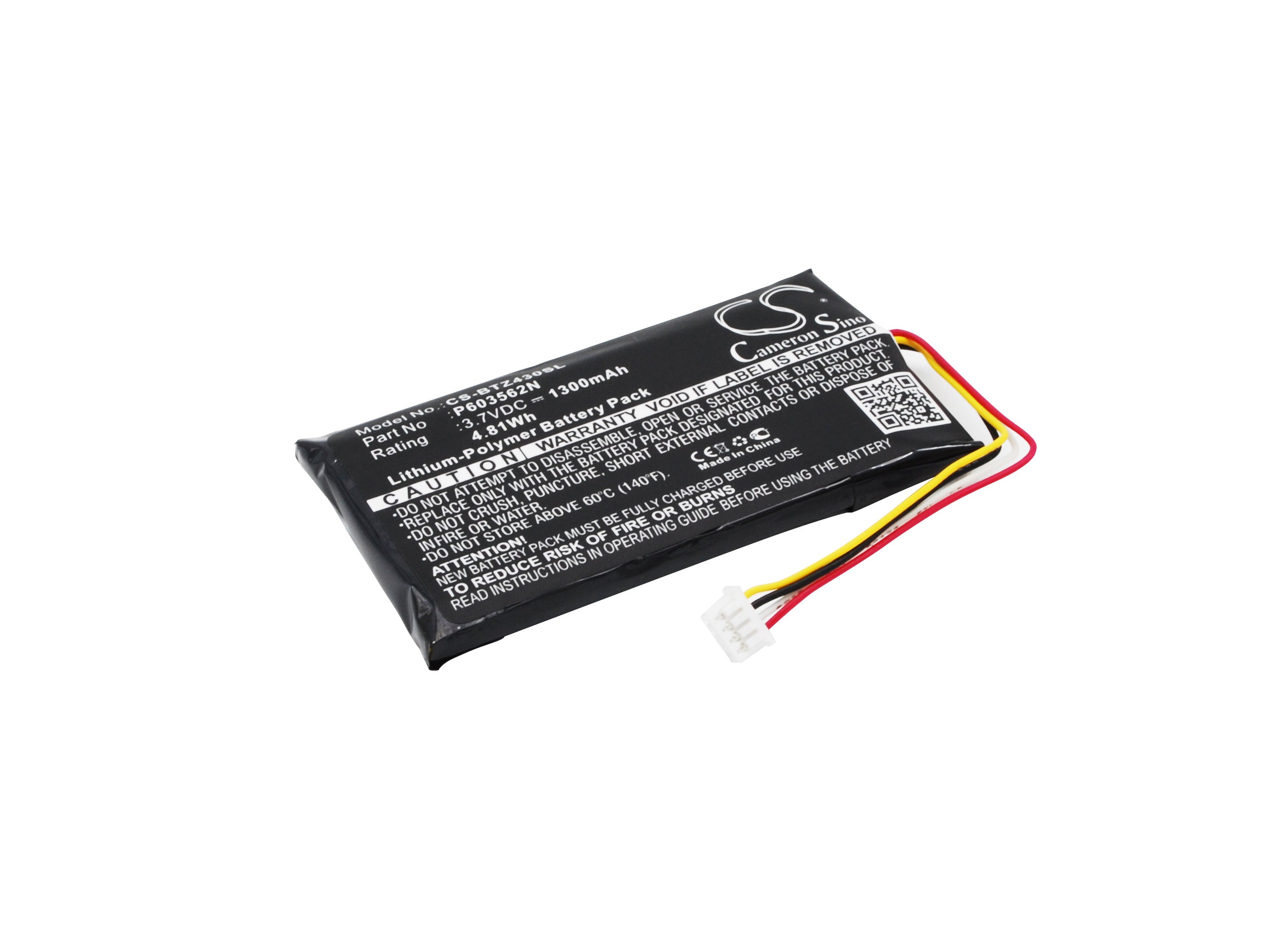 1300mAh Battery - CS-BTZ430SL / Li-Polymer / Volts: 3.7V