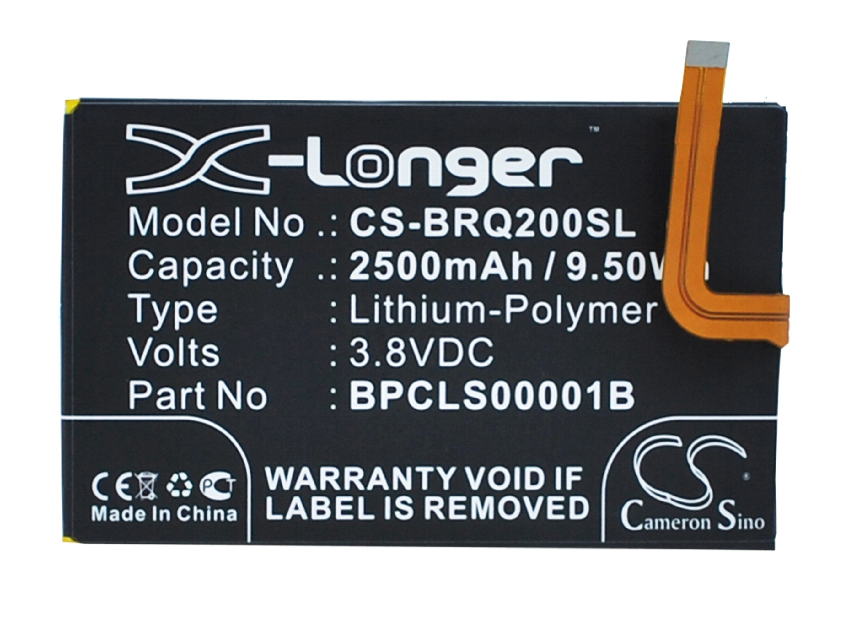 2500mAh Battery - CS-BRQ200SL / Li-Polymer / Volts: 3.8