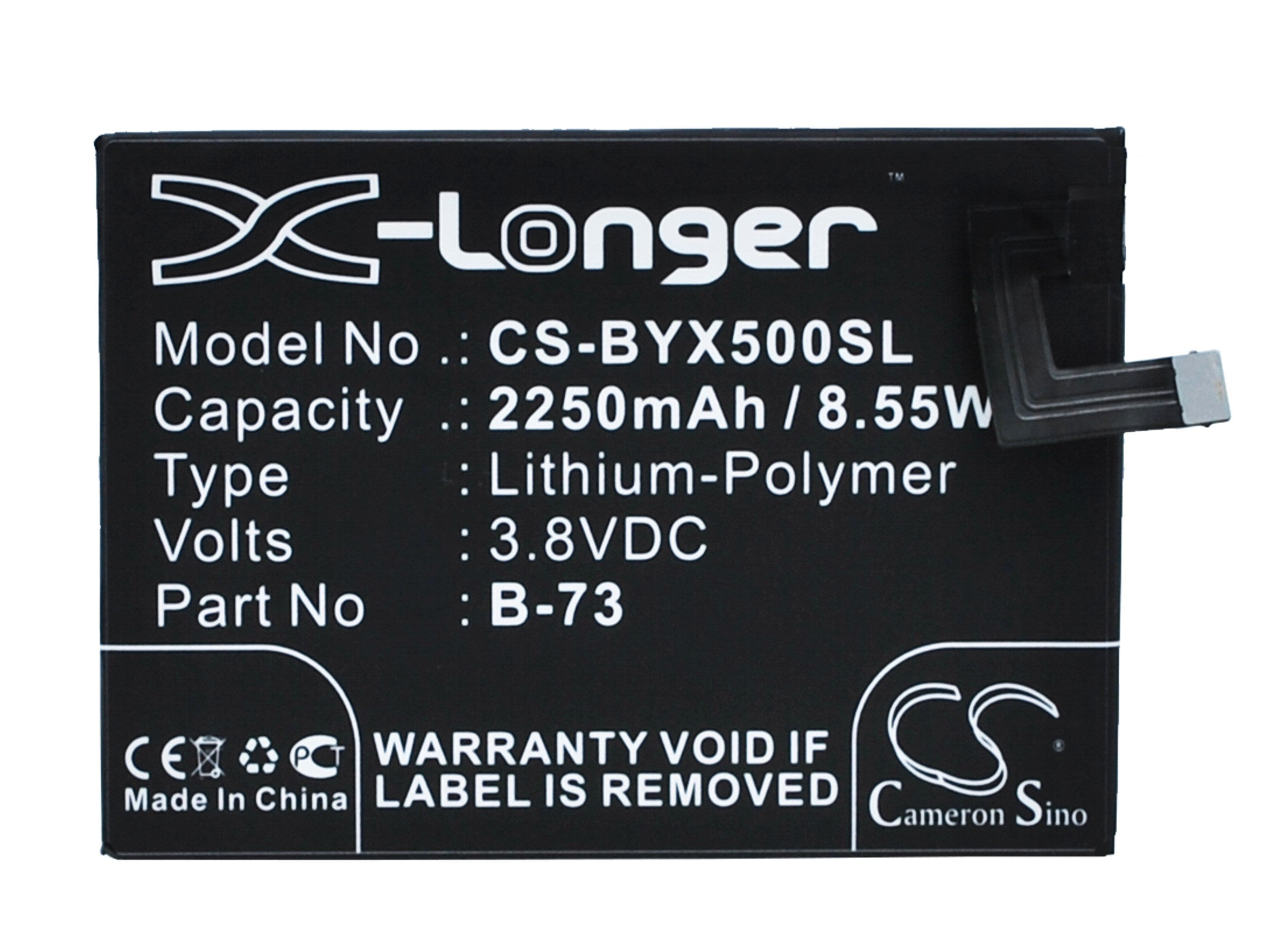 2250mAh Battery - CS-BYX500SL / Li-Polymer / Volts: 3.8