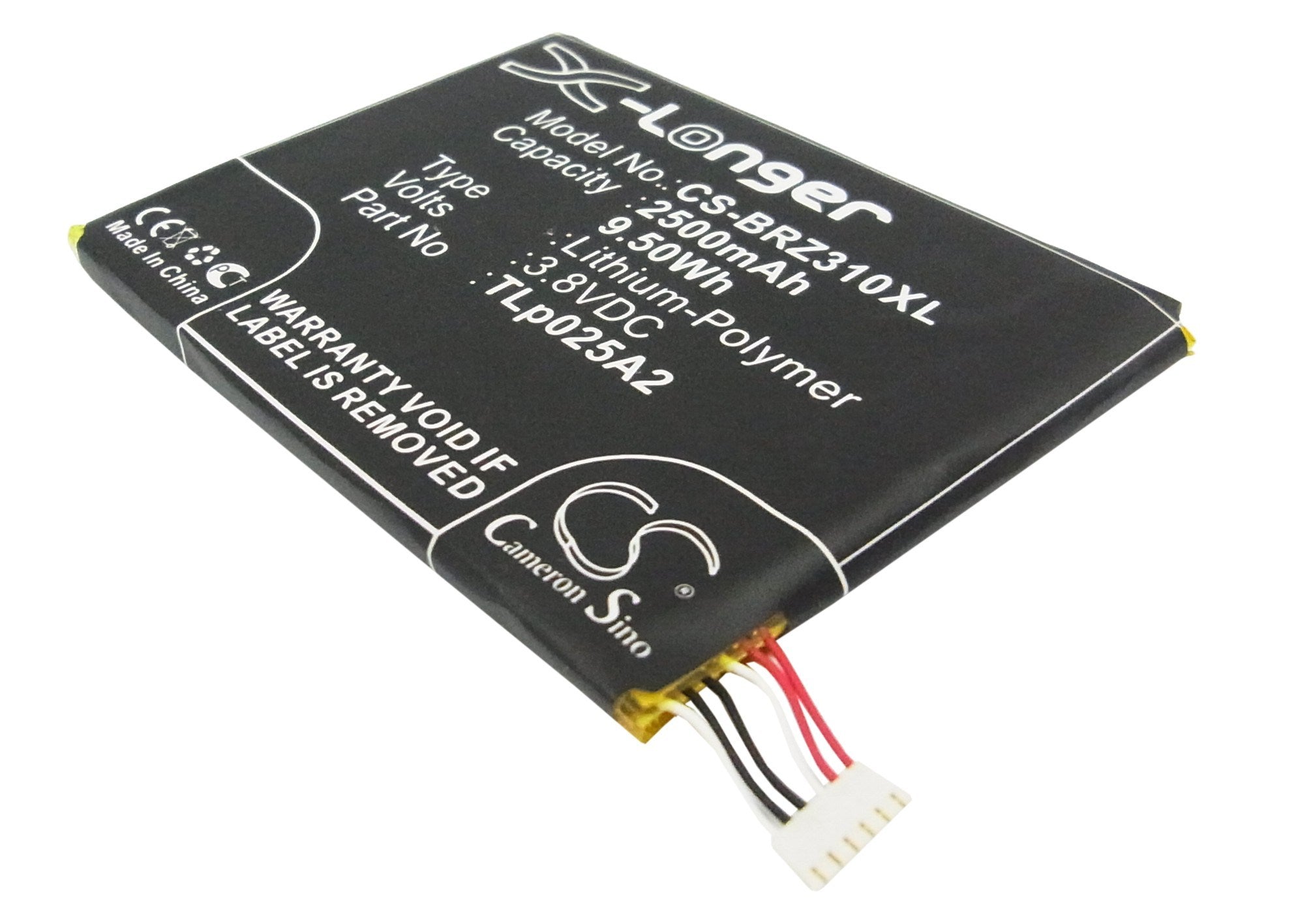 2500mAh Battery - CS-BRZ310XL / Li-Polymer / Volts: 3.8