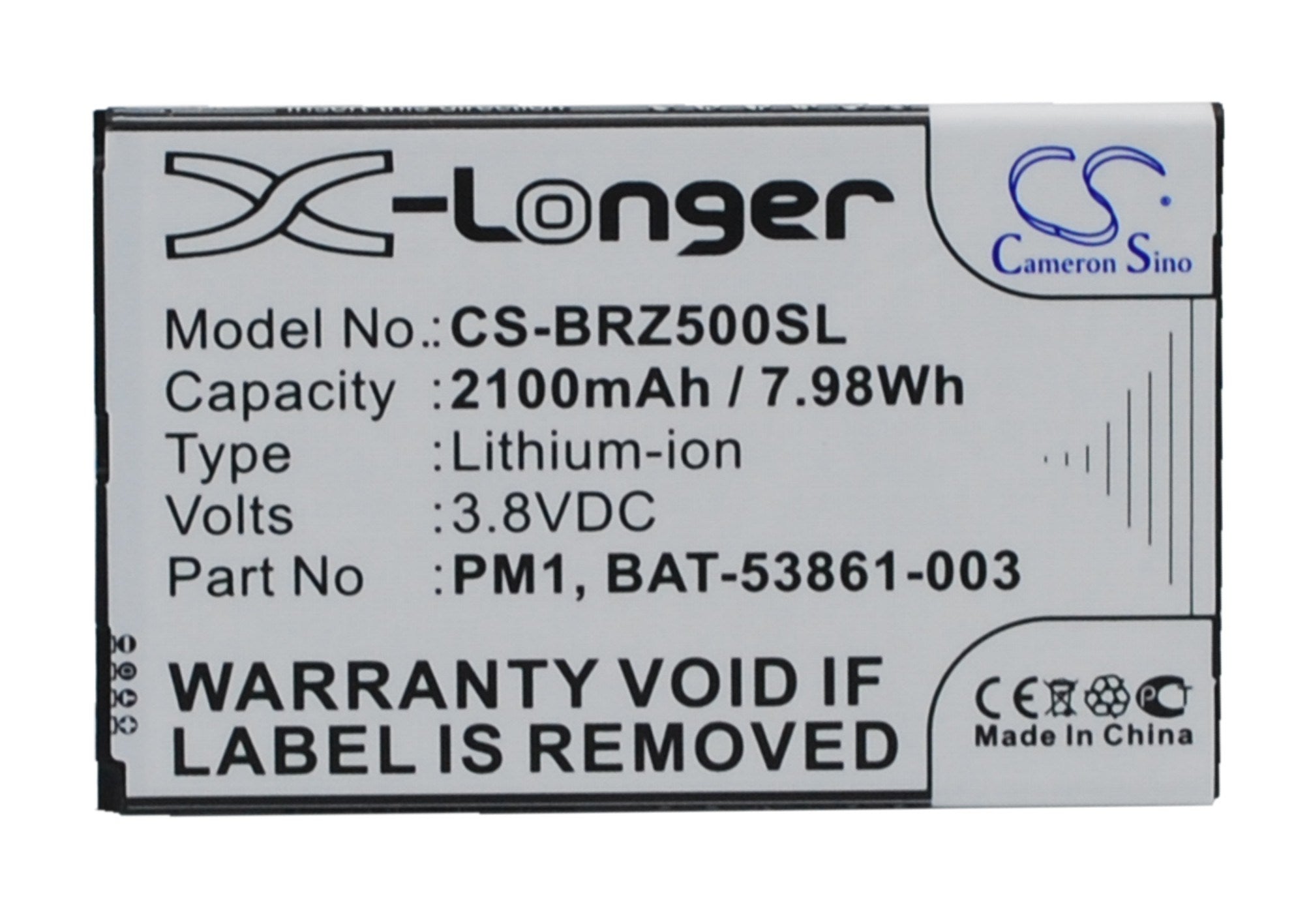 2100mAh Battery - CS-BRZ500SL / Li-ion / Volts: 3.8