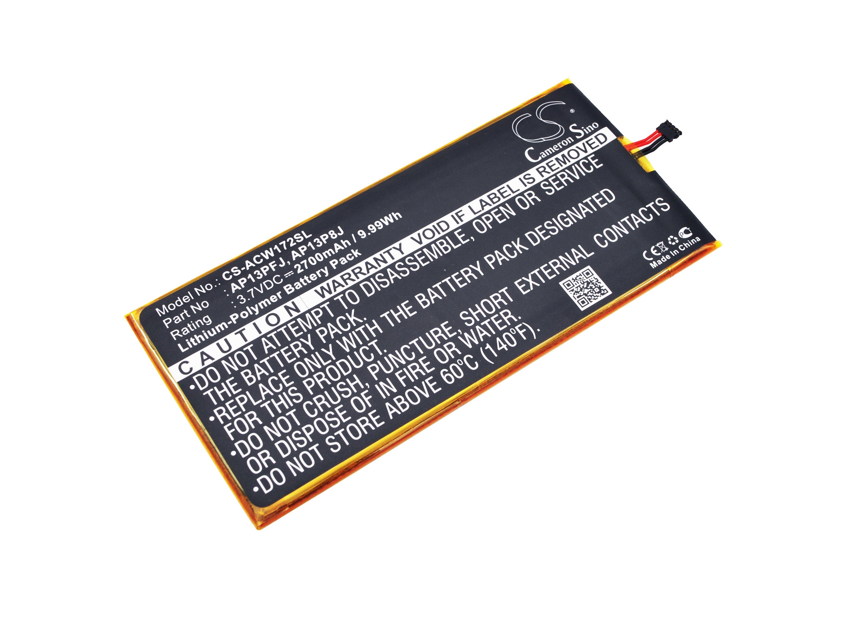 2700mAh Battery - CS-ACW172SL / Li-Polymer / Volts: 3.7