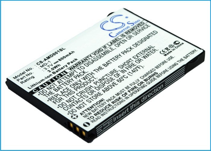 800mAh Battery - CS-AMD001SL / Li-ion / Volts: 3.7