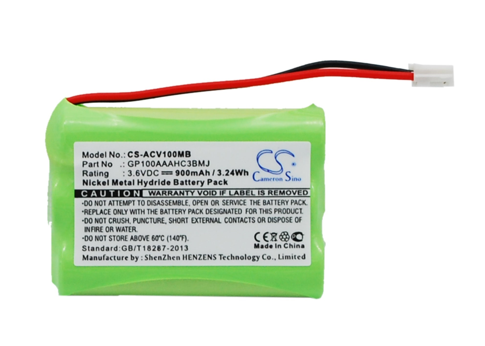 900mAh Battery - CS-ACV100MB / Ni-MH / Volts: 3.6