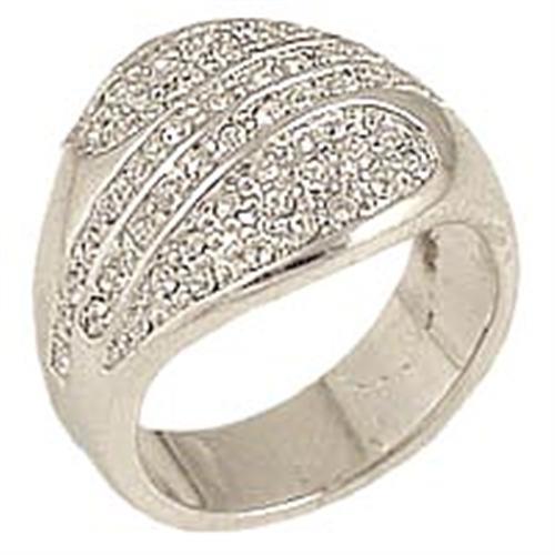 0C212 - Rhodium Brass Ring with Top Grade Crystal in Clear