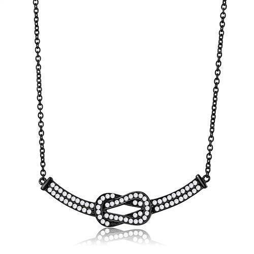TK3219 - IP Black(Ion Plating) Stainless Steel Chain Pendant with AAA Grade CZ in Clear