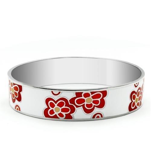 TK288 - High polished (no plating) Stainless Steel Bangle with Epoxy in No Stone